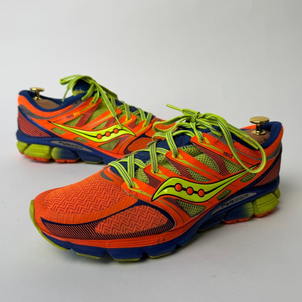 Saucony Zealot ISO Mens Running Shoes Orange Blue Citron PWRGRID+ Sneakers